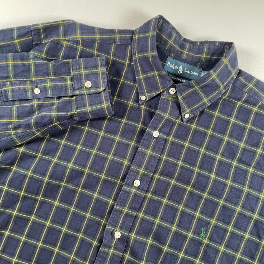 Ralph Lauren Plaid Flannel Shirt‎ XL Tall Classic Fit Button Down Long Sleeve